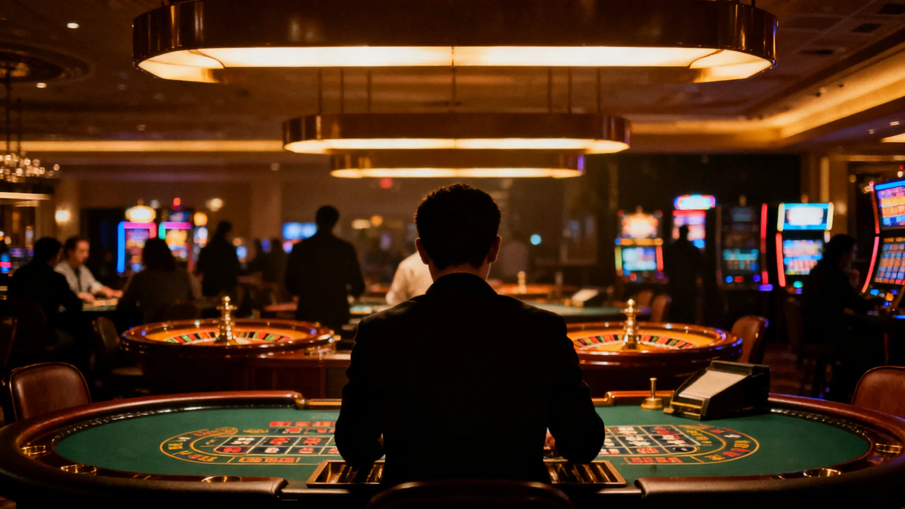 La salle de jeu d’un casino le soir